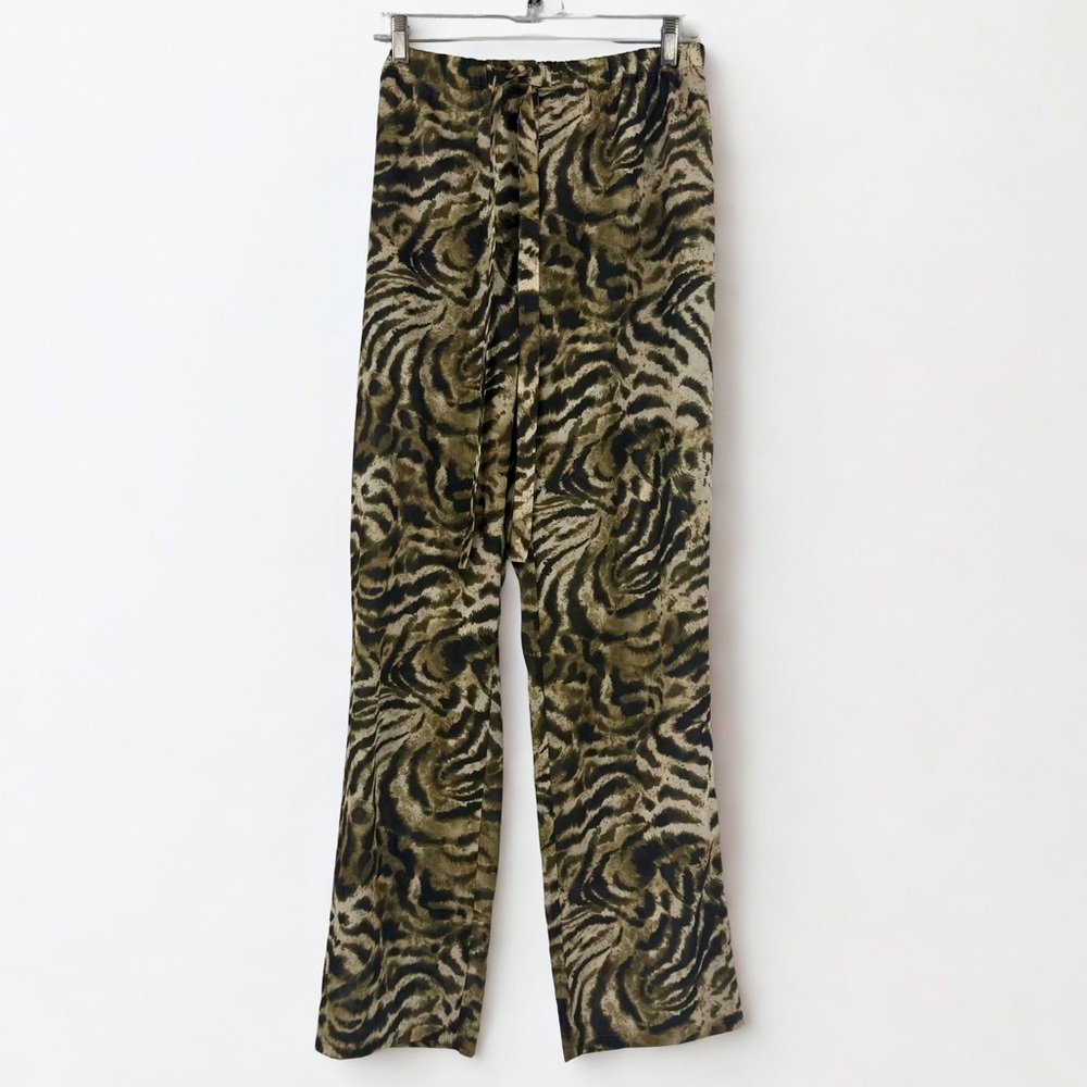 Shan Vintage Semi-Sheer Green Zebra Print Pants